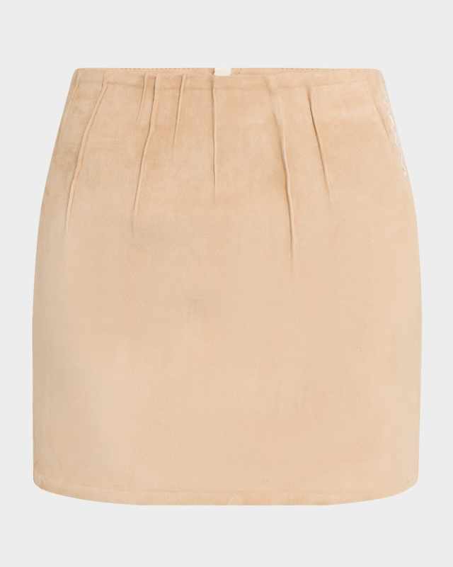 Pintuck Suede Mini Skirt